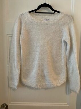 On s'en fout des garcons , women's Soft White Fuzzy Crewneck Sweater - Women